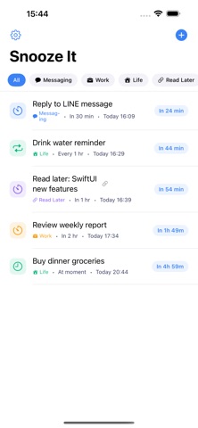 Snooze It - Quick Reminders iPhone screenshot
