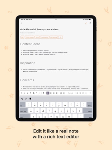 Odie: AI Voice Notes iPad screenshot