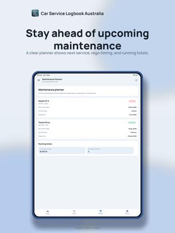 Car Service Logbook Australia iPad screenshot