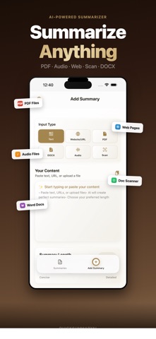 QuickSummaryAI: AI Summarizer iPhone screenshot