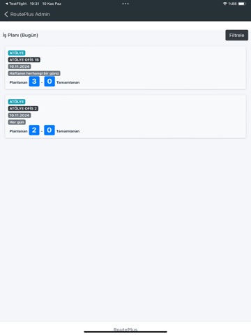 RoutePlusA Süpervizör Denetim iPad screenshot