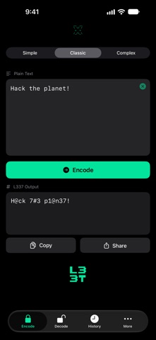 L337 app screenshot