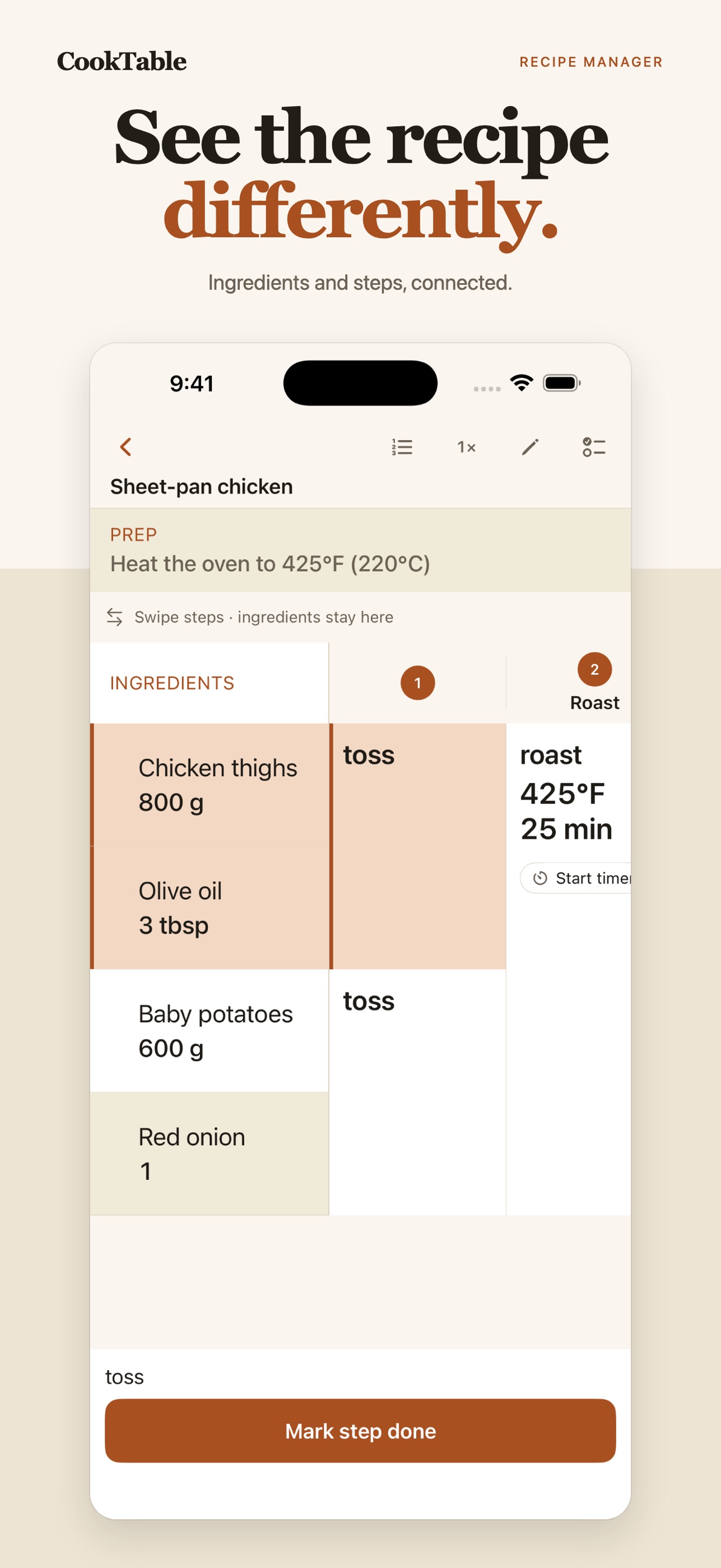 Screenshot 1 of CookTable: Recipe Manager