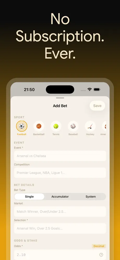 BetLog — Bet Tracker & Stats — iPhone screenshot 6
