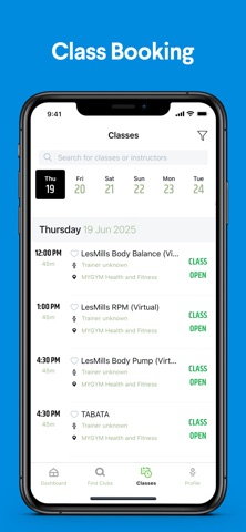 MYGYM Health and Fitness iPhone screenshot