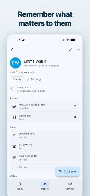 Kinfolio: Keep in Touch Notes screenshot 1