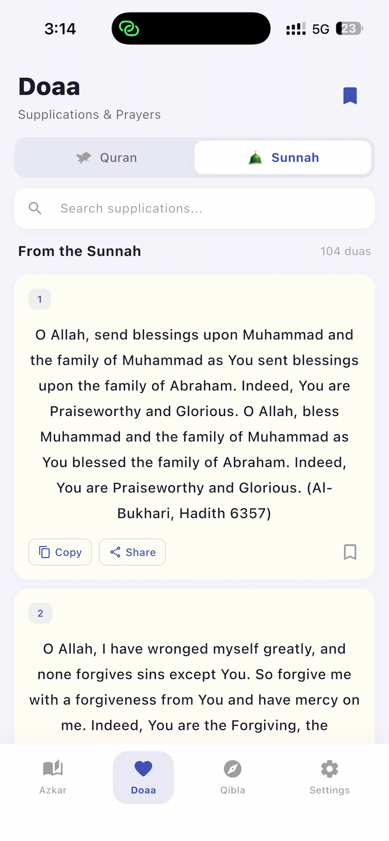 Azkar Doaa Qibla Prayer times screenshot 2