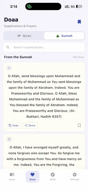 Azkar Doaa Qibla Prayer times screenshot 2