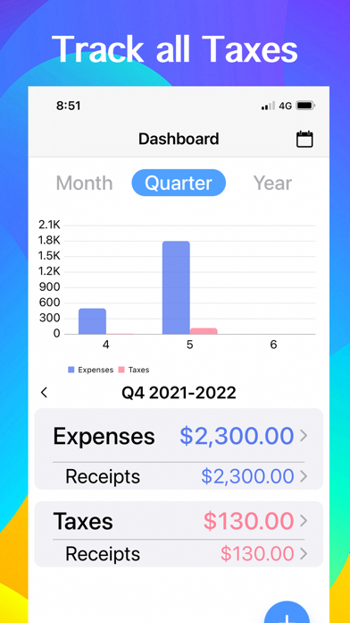 Receipts Tracker, Tax Return Screenshot