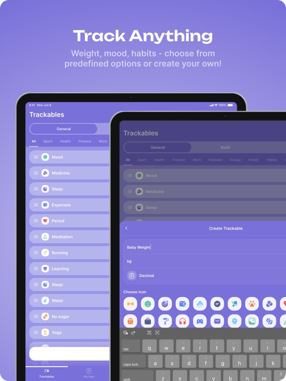 My Tracker App: Habits & More iPad screenshot 1 - Productivity app