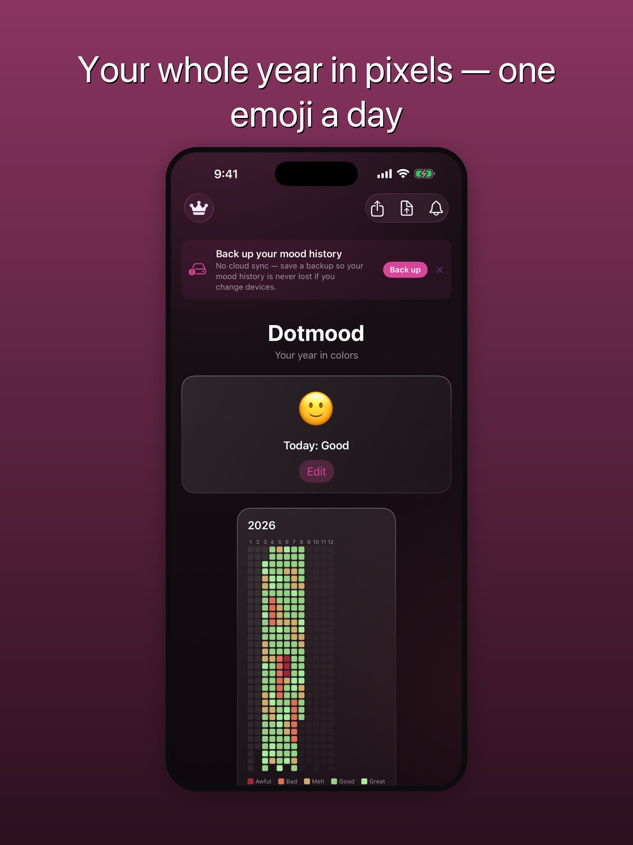 Screenshot 6 of Dotmood: Mood & Year in Pixels