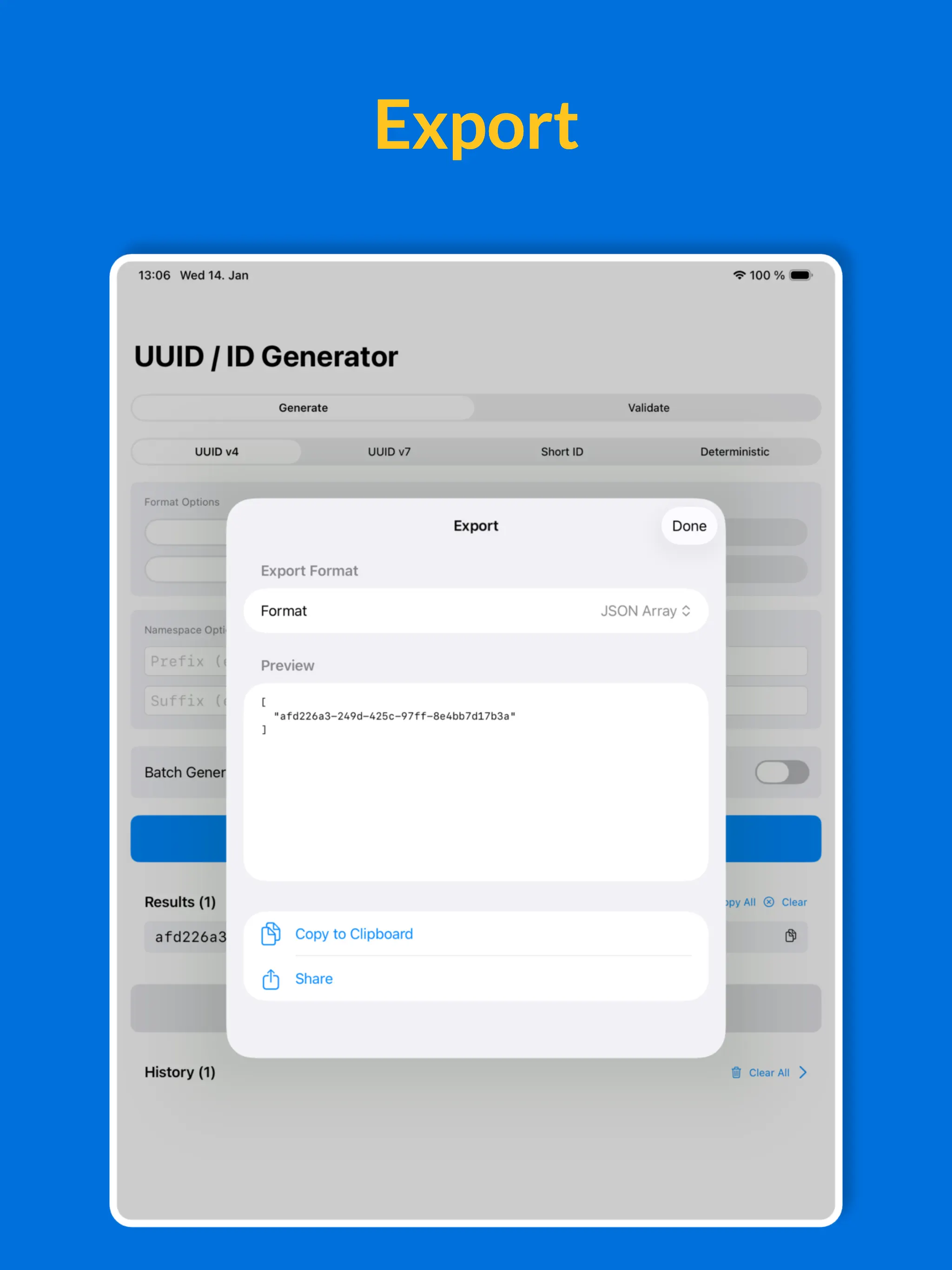 #6. UUID Generator & Validator (iOS) Ved: Marvin Krueger