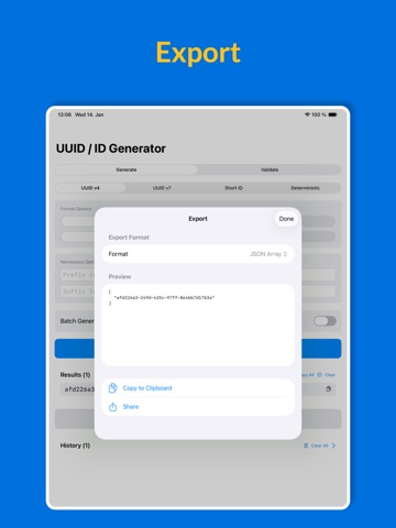 UUID Generator & Validator iPad screenshot