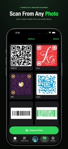 Green QR & Barcode Scanner Screenshot 2 of 9