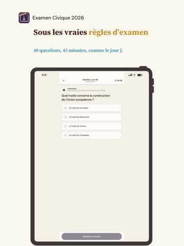 Examen Civique RML iPad screenshot