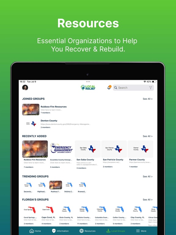 Local Relief iPad screenshot 3 - Social Networking app
