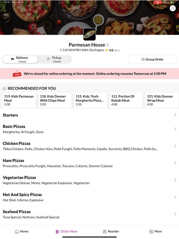 Parmesan House. iPad screenshot