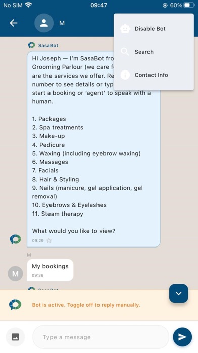 SasaBot - Vendor App screenshot