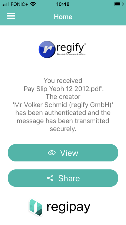#1. regipay (iOS) 由: regify GmbH