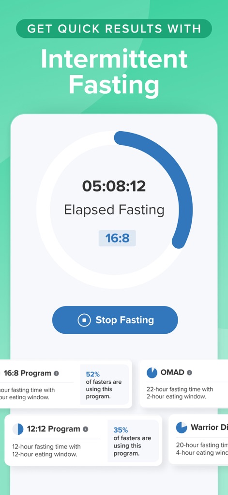 Carb Manager—Keto Diet Tracker - Utilize the app's integrated intermittent fasting timer and explore various programs, including the popular 16:8 and OMAD options.