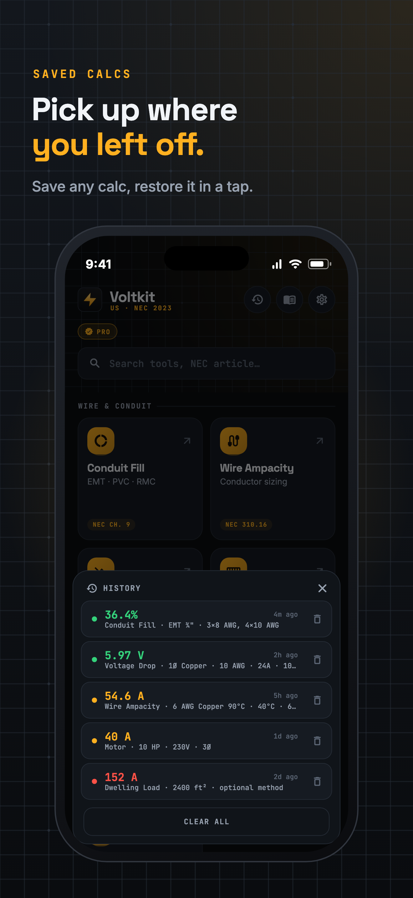 Voltkit: NEC Conduit Fill Calc screenshot 9