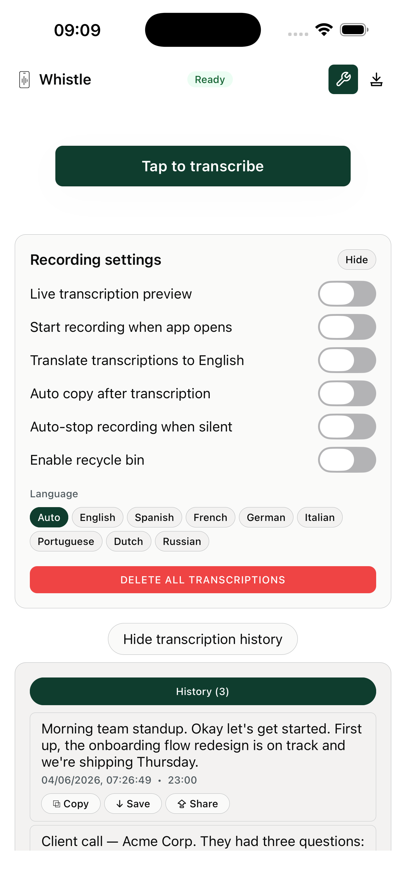 Whistle Transcription screenshot 4