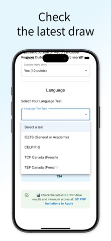 BC PNP Score Calculator iPhone screenshot