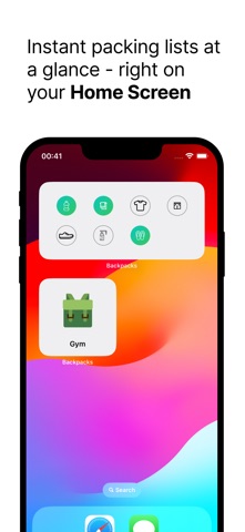 Backpacks: packing lists screenshot