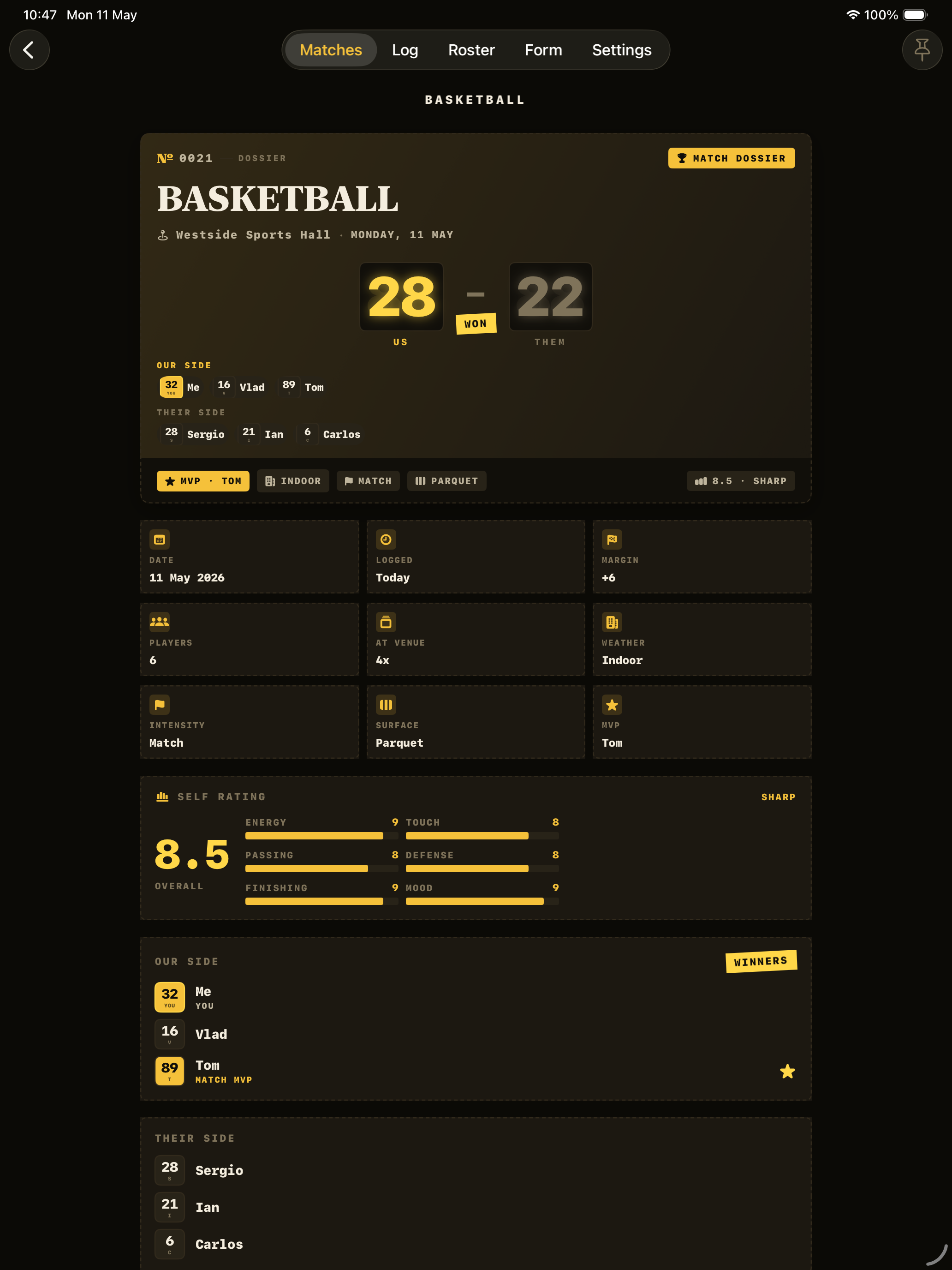 Lineup: PMatch Log