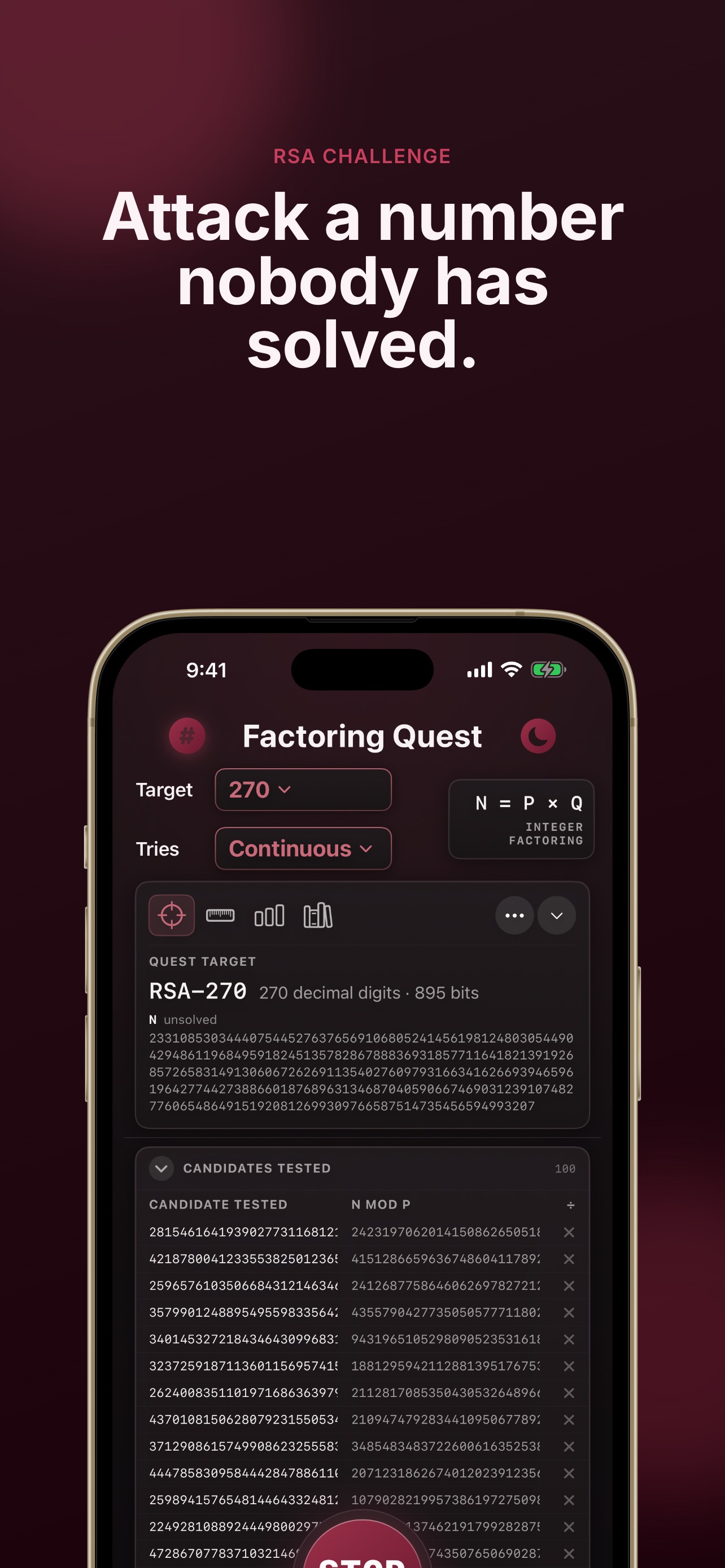 Screenshot 1 of Factoring Quest: RSA Numbers