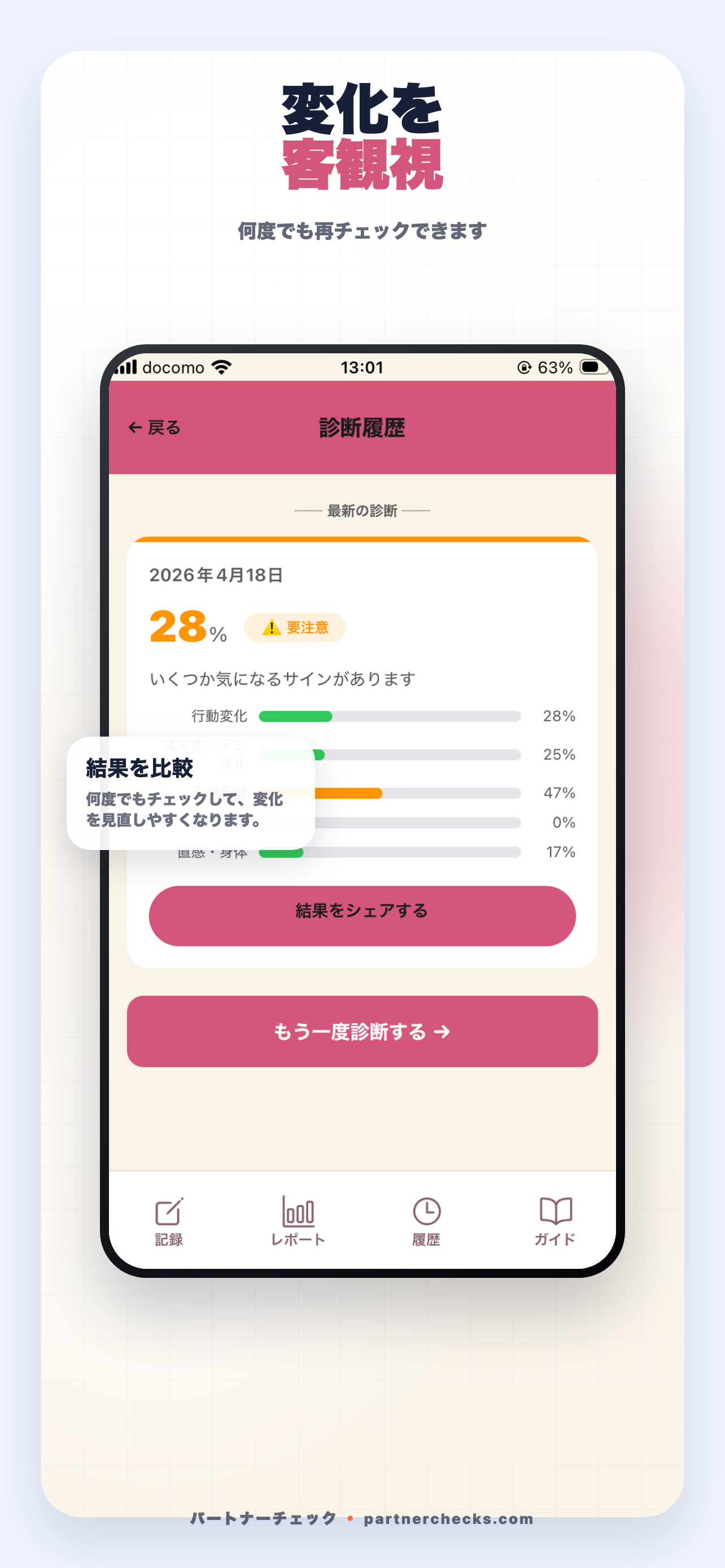 パートナーチェック - 浮気診断・証拠日記