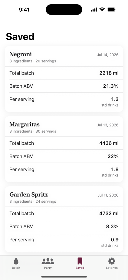 Batch Cocktail Calculator 的 App Store 截图 4