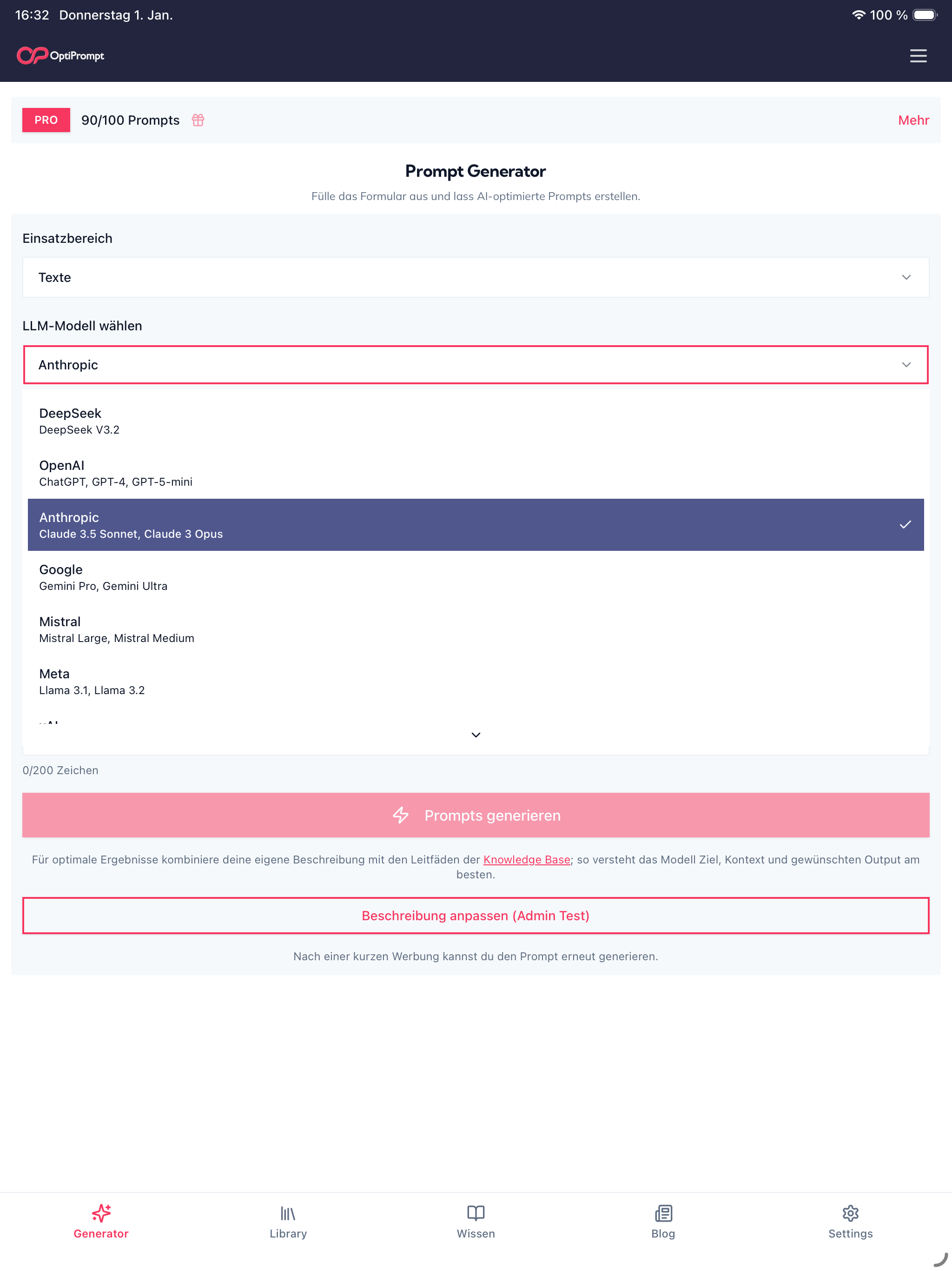 OptiPrompt - KI Prompt Tool