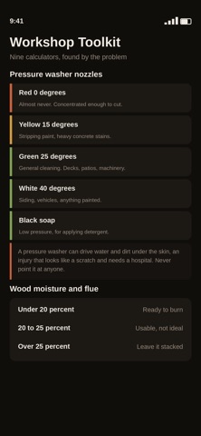 Workshop Toolkit iPhone screenshot