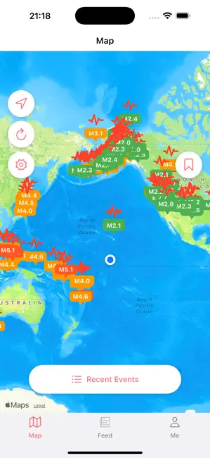 NatureAware -alerta terremotos iPhone screenshot 1