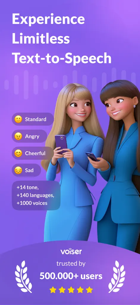 Voiser AI Text to Speech (TTS) - Utilities App | MWM