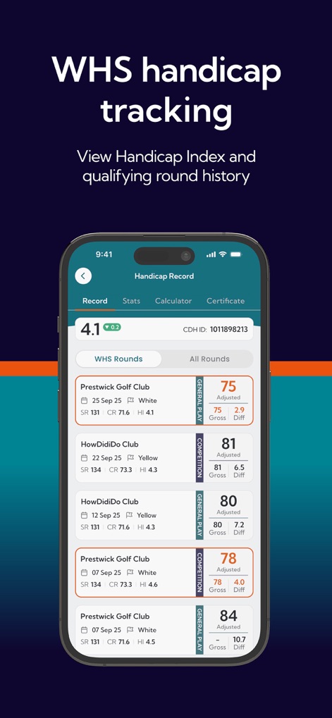 HowDidiDo - This tool offers a comprehensive view of a user's WHS Handicap Index and provides detailed records of past qualifying rounds.