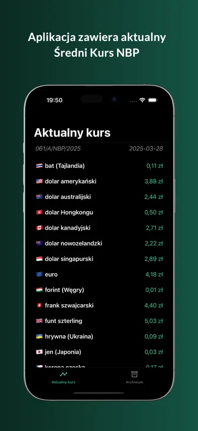 Średni Kurs NBP screenshot 1