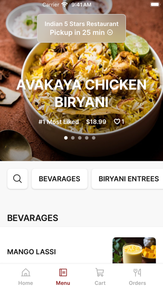 Indian 5 Stars Restaurant iPhone screenshot 2 - Food & Drink app