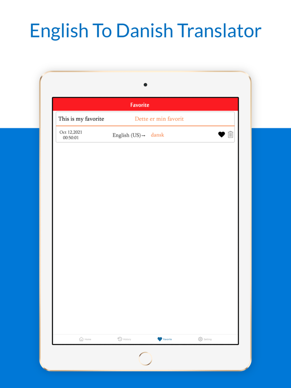English To Danish Translation iPad screenshot