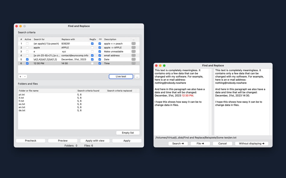 #1. Find and Replace Text in Files (macOS) Podle: Thomas Osthege