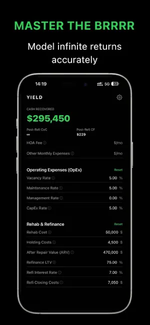 Yield: BRRRR Rental Calculator screenshot 2