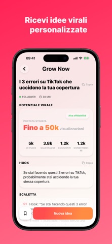 Grow Now - Idee virali con IA iPhone screenshot 2