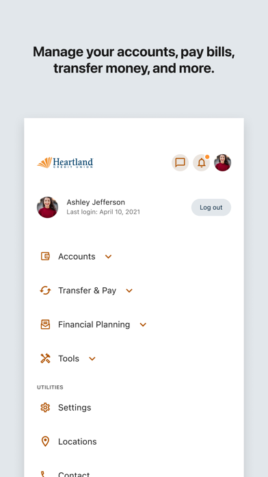Heartland CU Mobile Banking Screenshot