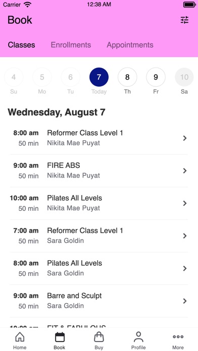 Pilates Lounge Screenshot