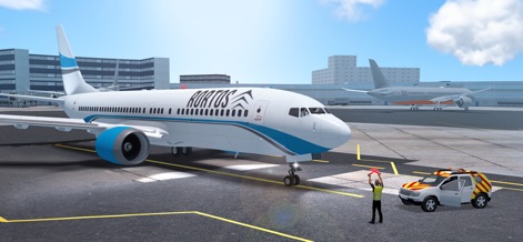 RFS - Real Flight Simulator - Observe the precision of ground operations with a dedicated marshaller guiding a large passenger jet and a detailed follow-me car on the tarmac.