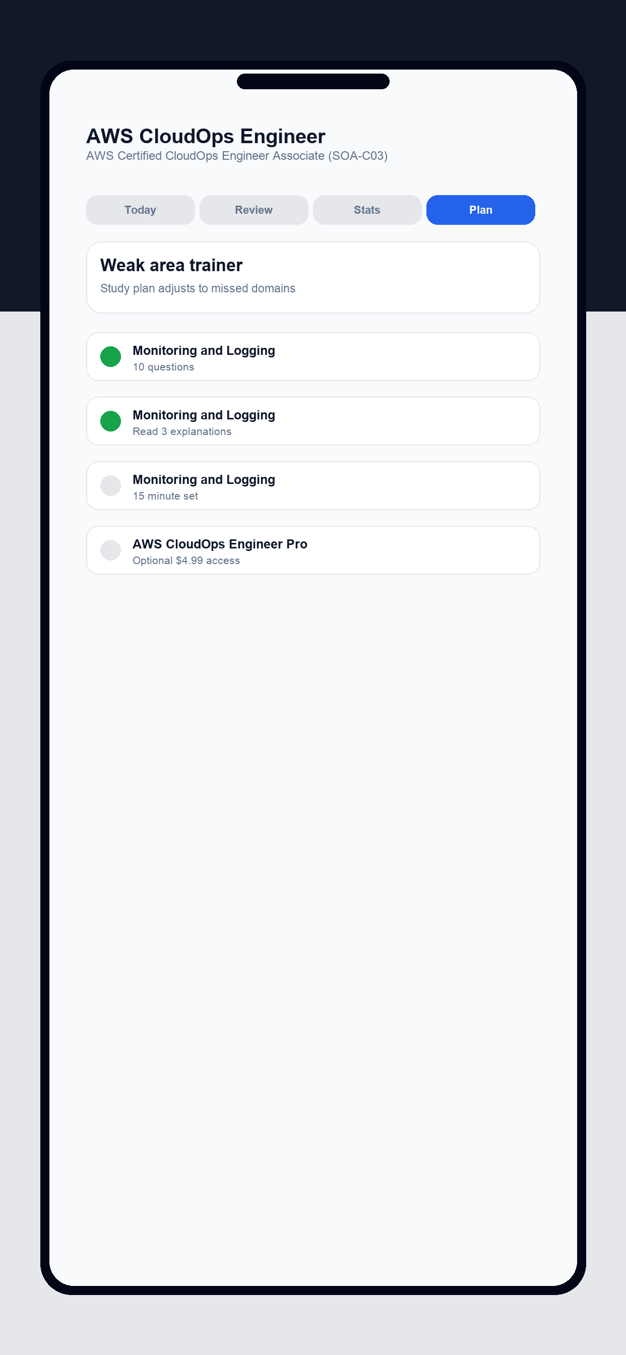 SOA-C03 Practice Test screenshot 6