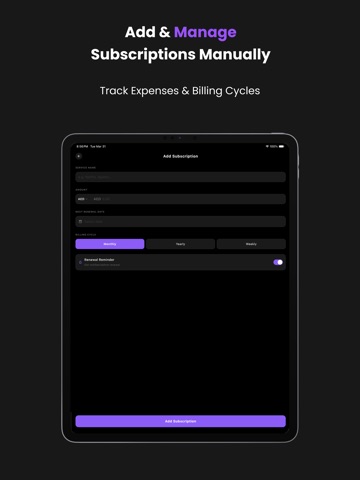 SubFind: Subscription Tracker iPad screenshot
