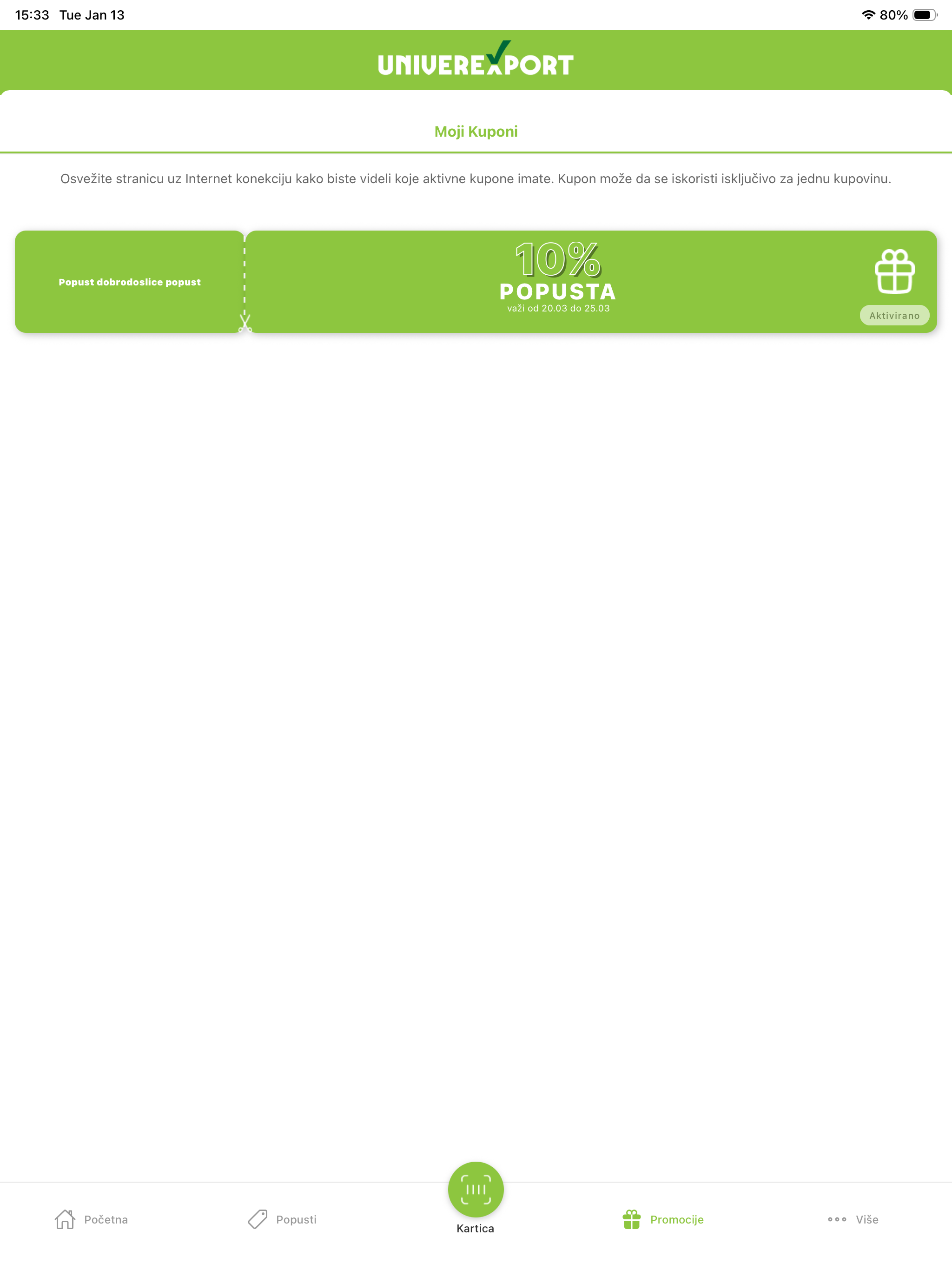 Univerexport aplikacija