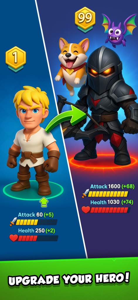 Magic Archer: Fantasy RPG Game - Esta herramienta ofrece un sistema robusto de progresión de personaje, donde los usuarios pueden mejorar sus estadísticas básicas y personalizar su héroe con armaduras y compañeros como las mascotas.